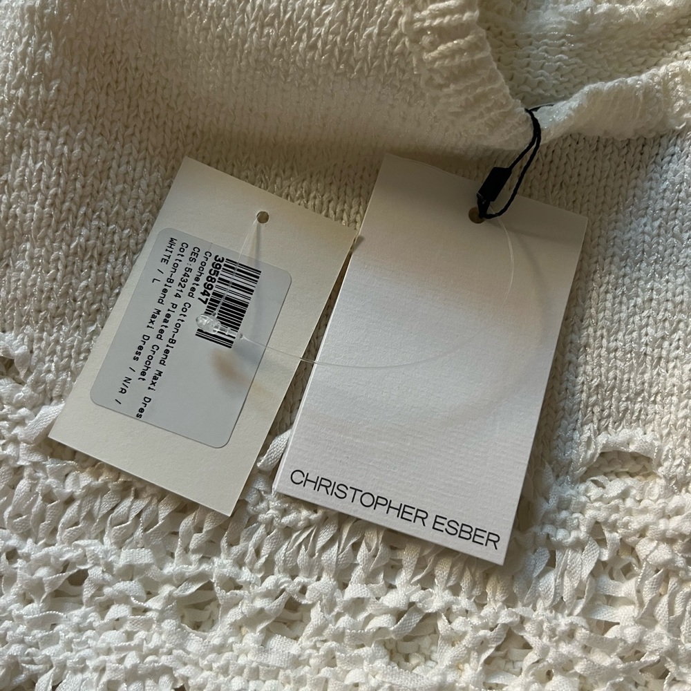 Christopher Esber Crochet Maxi Dress White NWT L Large - Picture 9 of 13